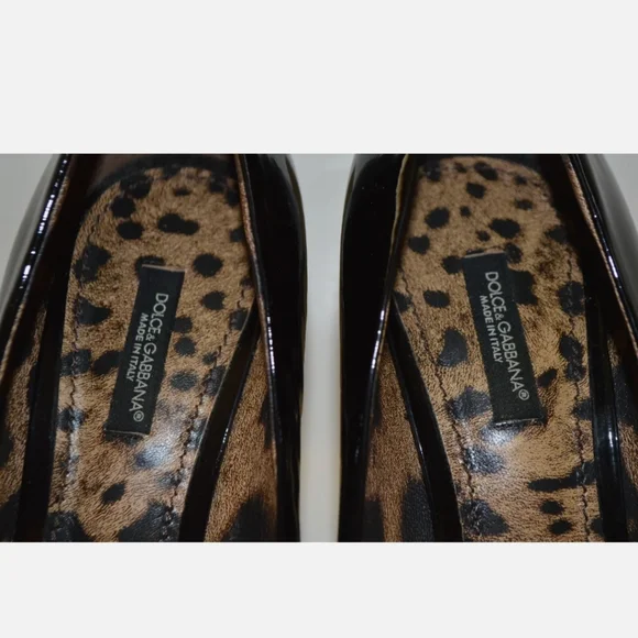 DOLCE & GABANNA  Black Patent Square Toe Block Heels Pumps  9.5 US 40 EU - Picture 3 of 11